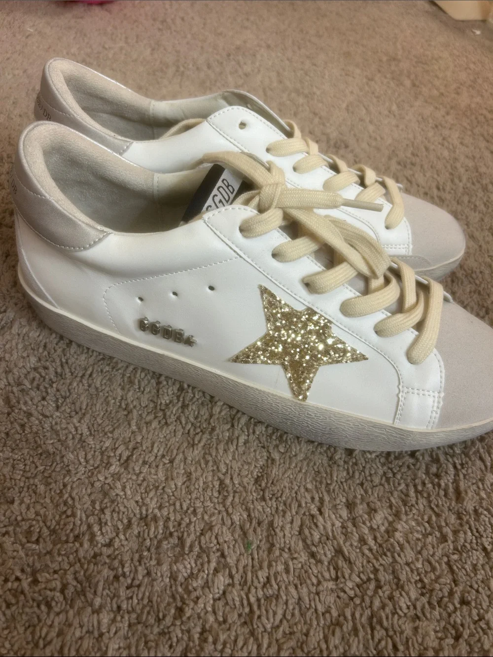 Golden Goose White Sneakers with Gold Glitter Star